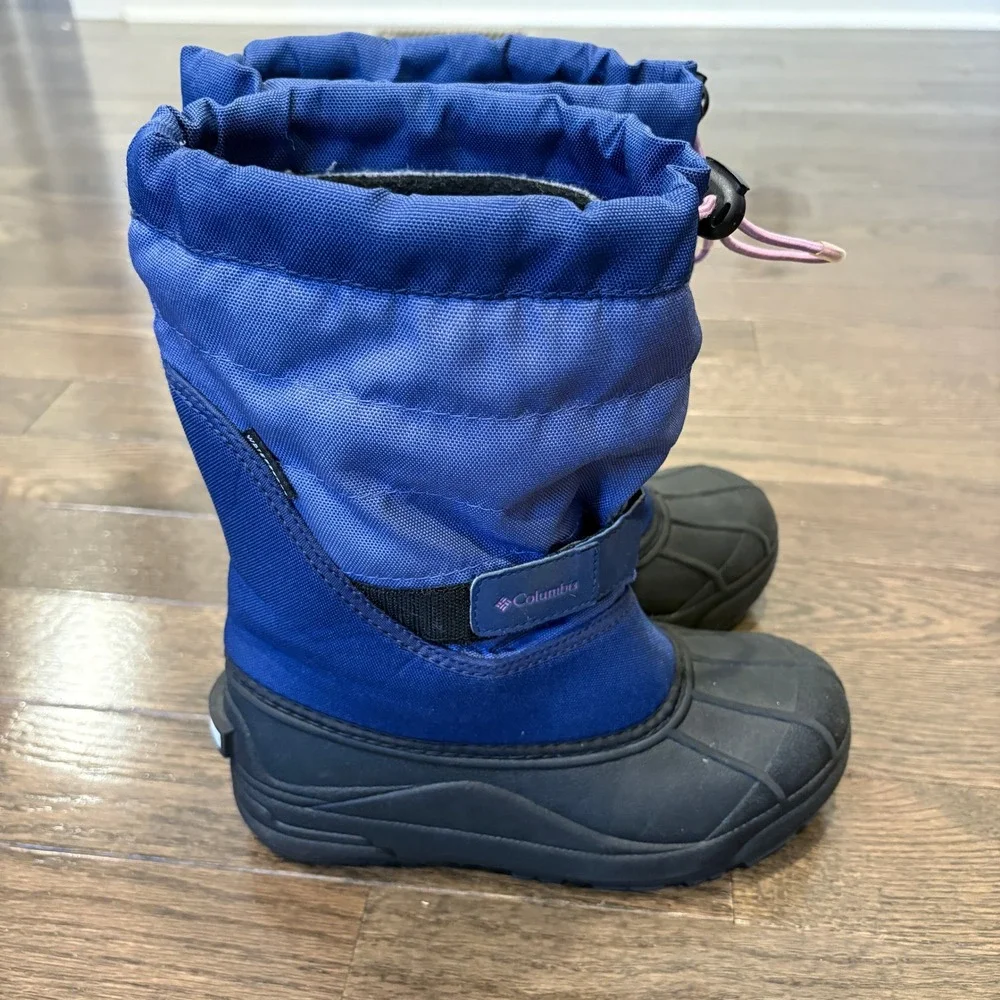 Columbia Powderbug Snow Boots Kids‎ Youth Size 4 Blue Waterproof